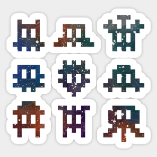Watercolour Pixel Invaders Sticker